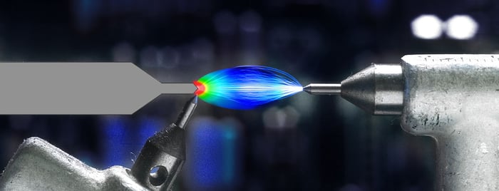 Electric arc in the electrical industry with associated field simulation | © CADFEM / Adobe Stock