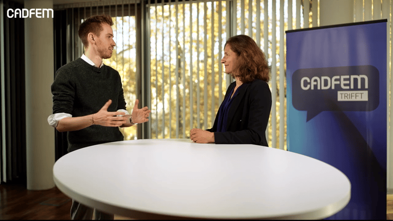 Gründer und CEO Moritz Novak klärt im Gespräch mit Irene Reichl von CADFEM Austria die Bedeutung von Simulationen bei GATE Space. | © CADFEM