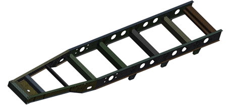 Strukturmodell eines geschweißten Tragrahmens, verwendet für eine detaillierte FEM‑Analyse in Ansys Mechanical. | © CADFEM Germany GmbH