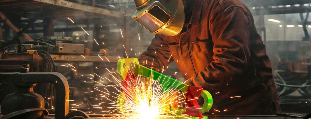 From the real welding process to digital simulation © CADFEM / Adobe Stock. Image AI-generated.