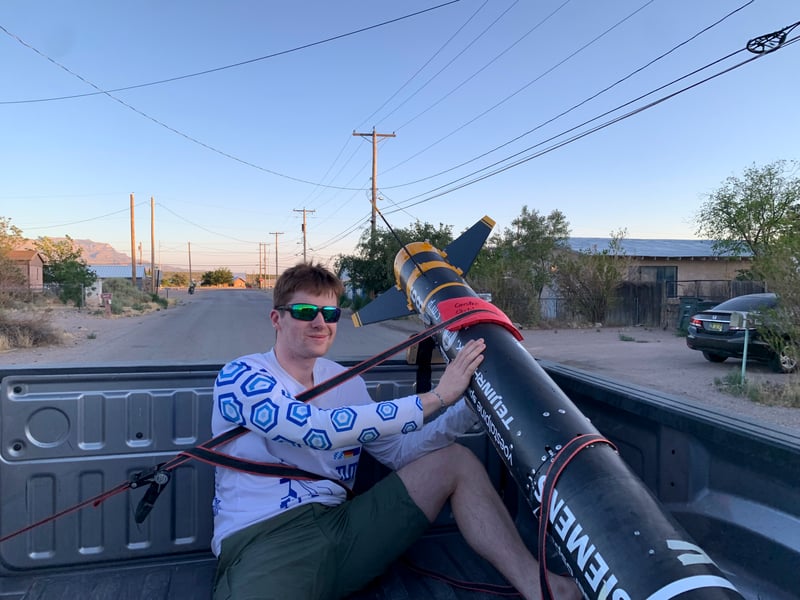 Ludwig Sapper on his way to the 2024 Spaceport America Cup (SAC) in the New Mexico desert. | © WARR