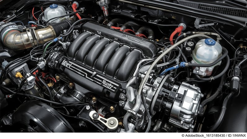 Sound‑absorbing materials on the engine block 