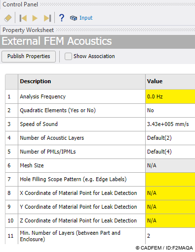 Das Control Panel führt durch die erforderlichen Eingaben – hier am Beispiel des Akustik Mesh Workflows. | © CADFEM / ID: F2MAQA