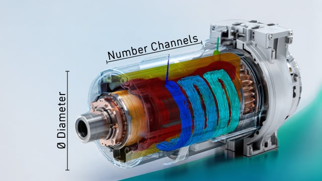 Simulated cooling channel in an e-machine