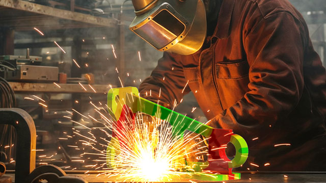 Vom realen Schweißprozess zur digitalen Simulation © CADFEM / Adobe Stock. Bild KI-generiert.